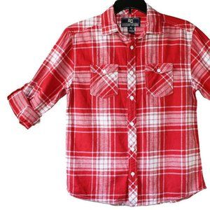 Men's Large AO - AMONGST OTHERS American Legacy Red Plaid Flannel Shirt Cotton